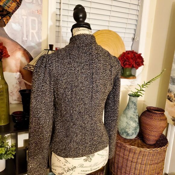 Lux Tweed Military Style Wool Blend Statement Blazer Jacket Xs - Picture 10 of 10